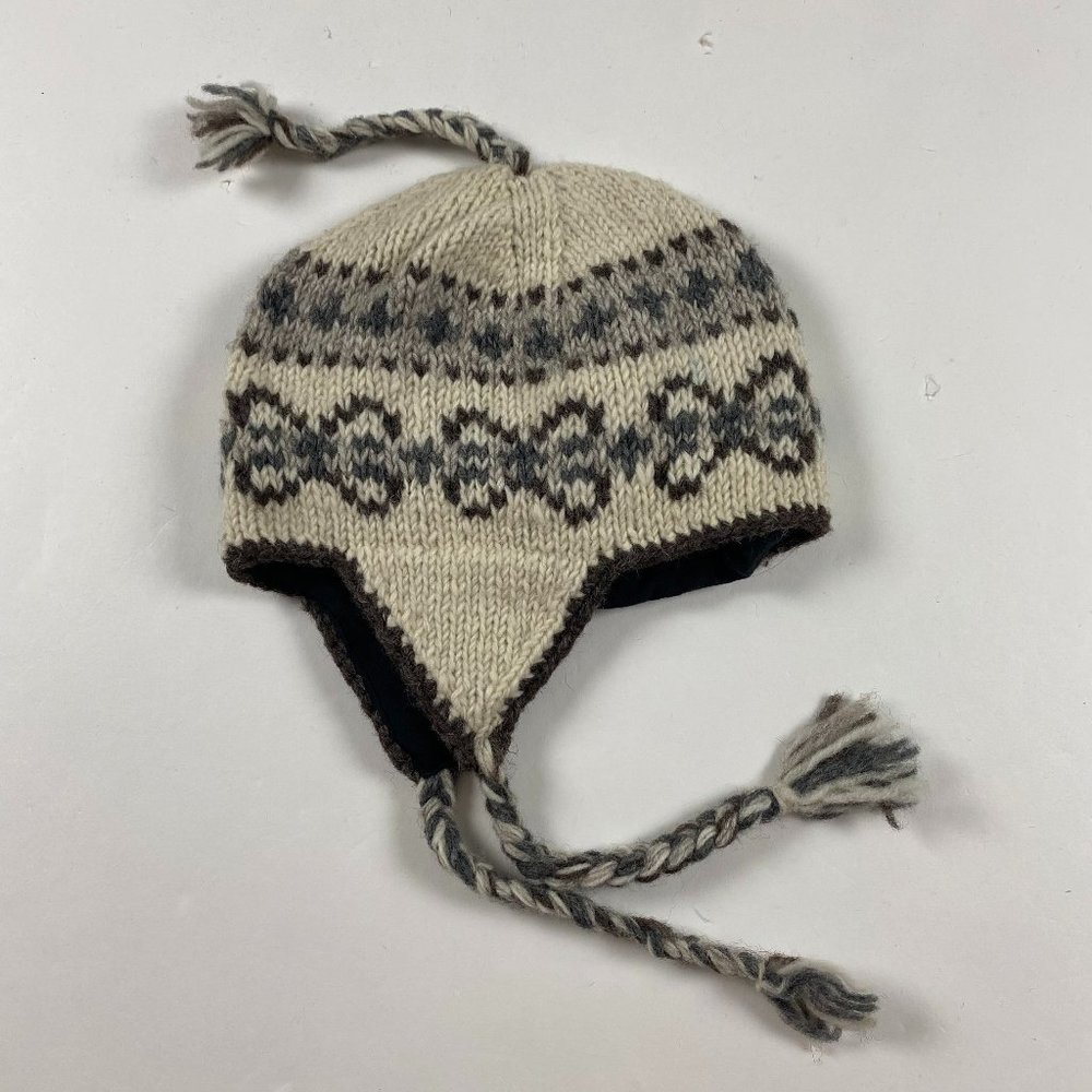 Cozy Cream and Gray Knit Hat